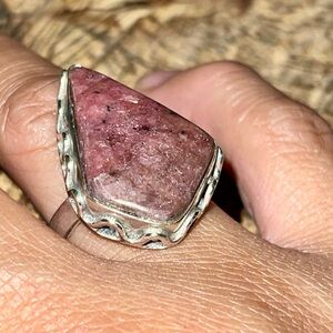 Rhodonite Statement Ring Size  8 3/4